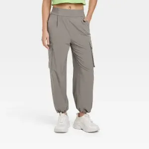 Open Box - Women's Cinch Hem Woven Cargo Pants - JoyLab Dark Gray XXL