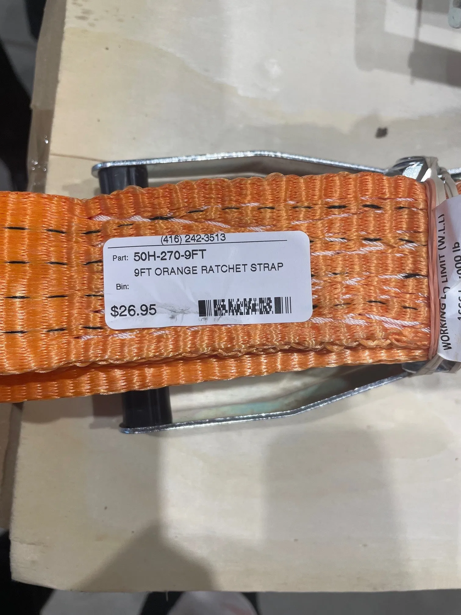 Orange Ratchet Strap 2"w x 9"