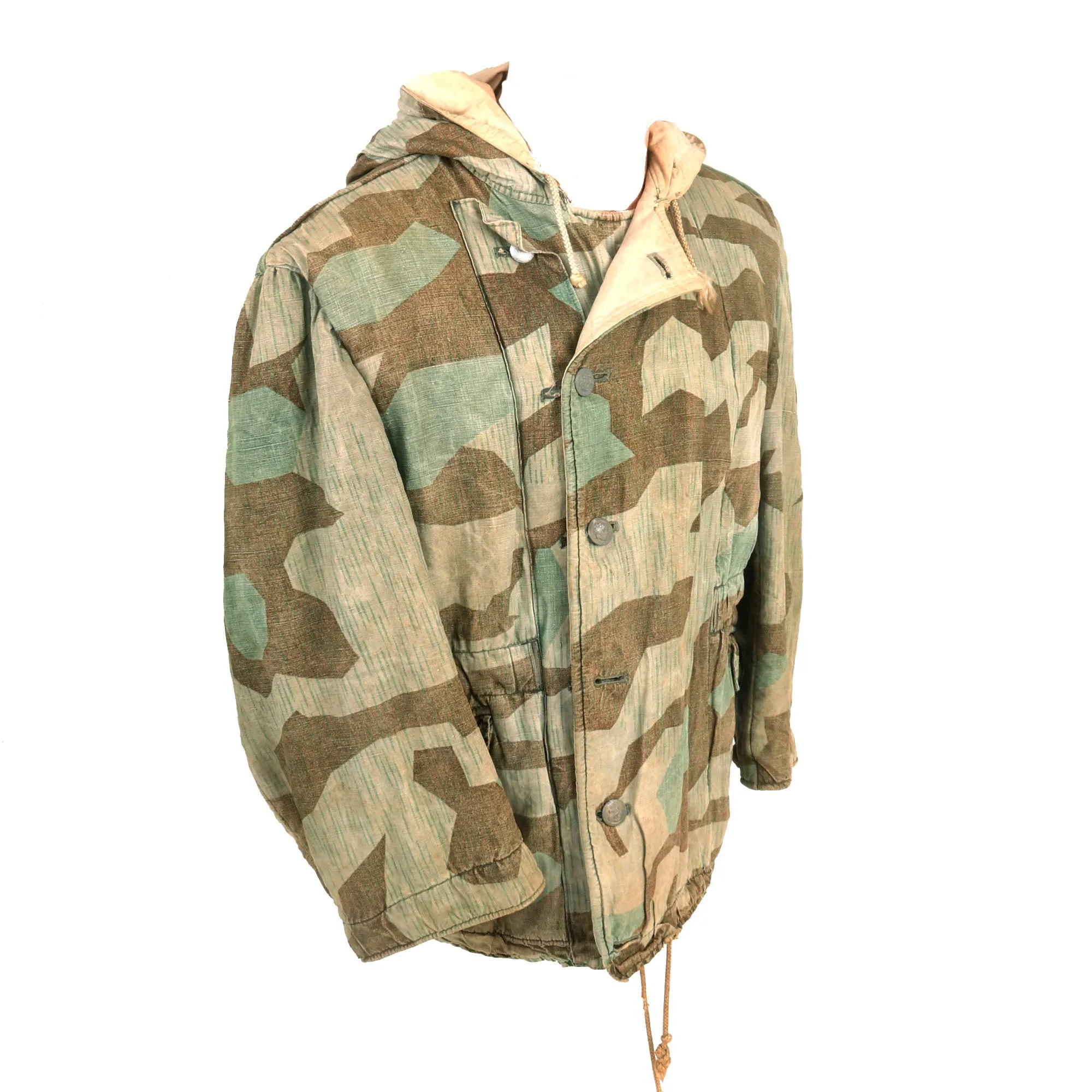 Original German WWII Kriegsmarine Coastal Artillery Splinter “A” Camouflage Pattern Winter Parka - Reversible