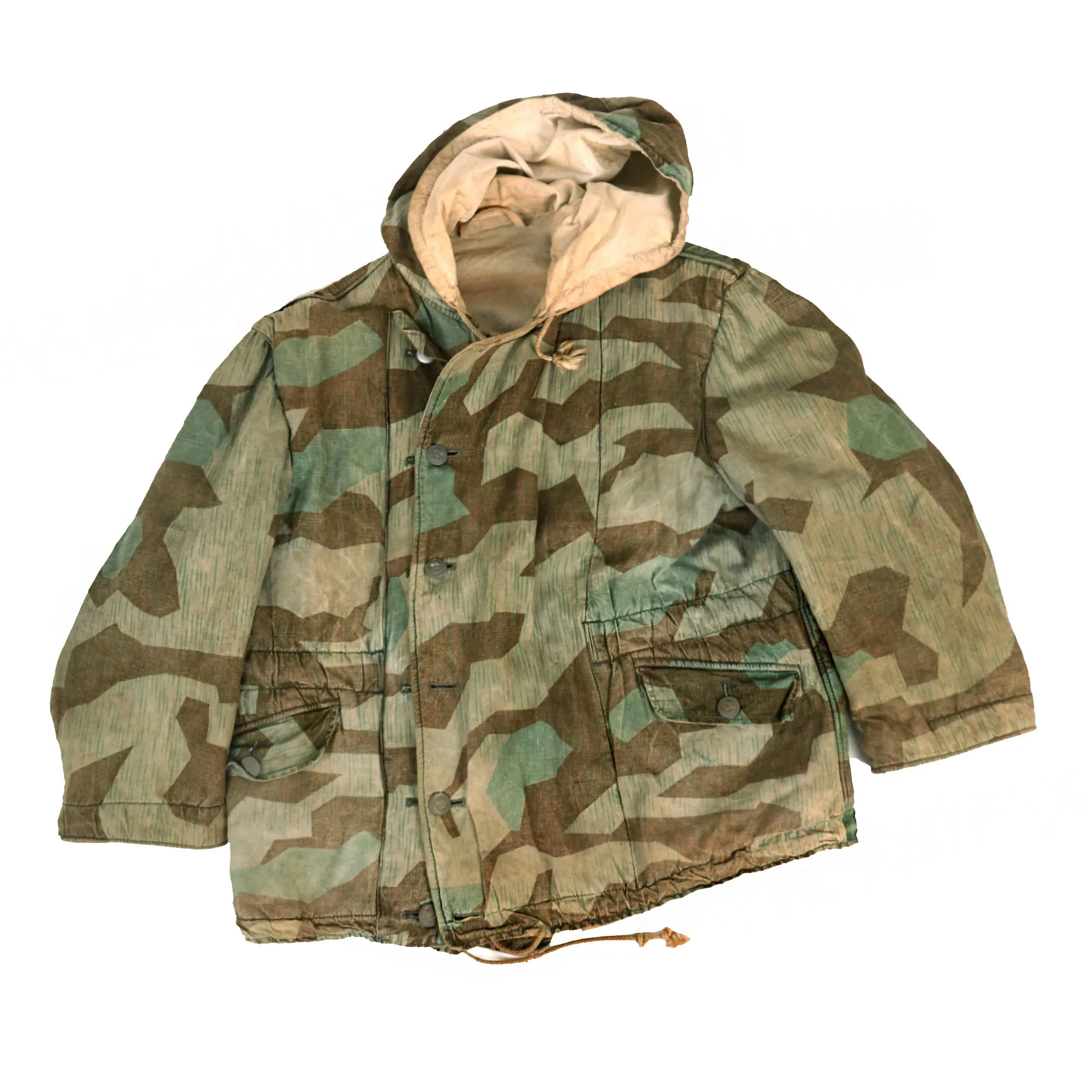 Original German WWII Kriegsmarine Coastal Artillery Splinter “A” Camouflage Pattern Winter Parka - Reversible