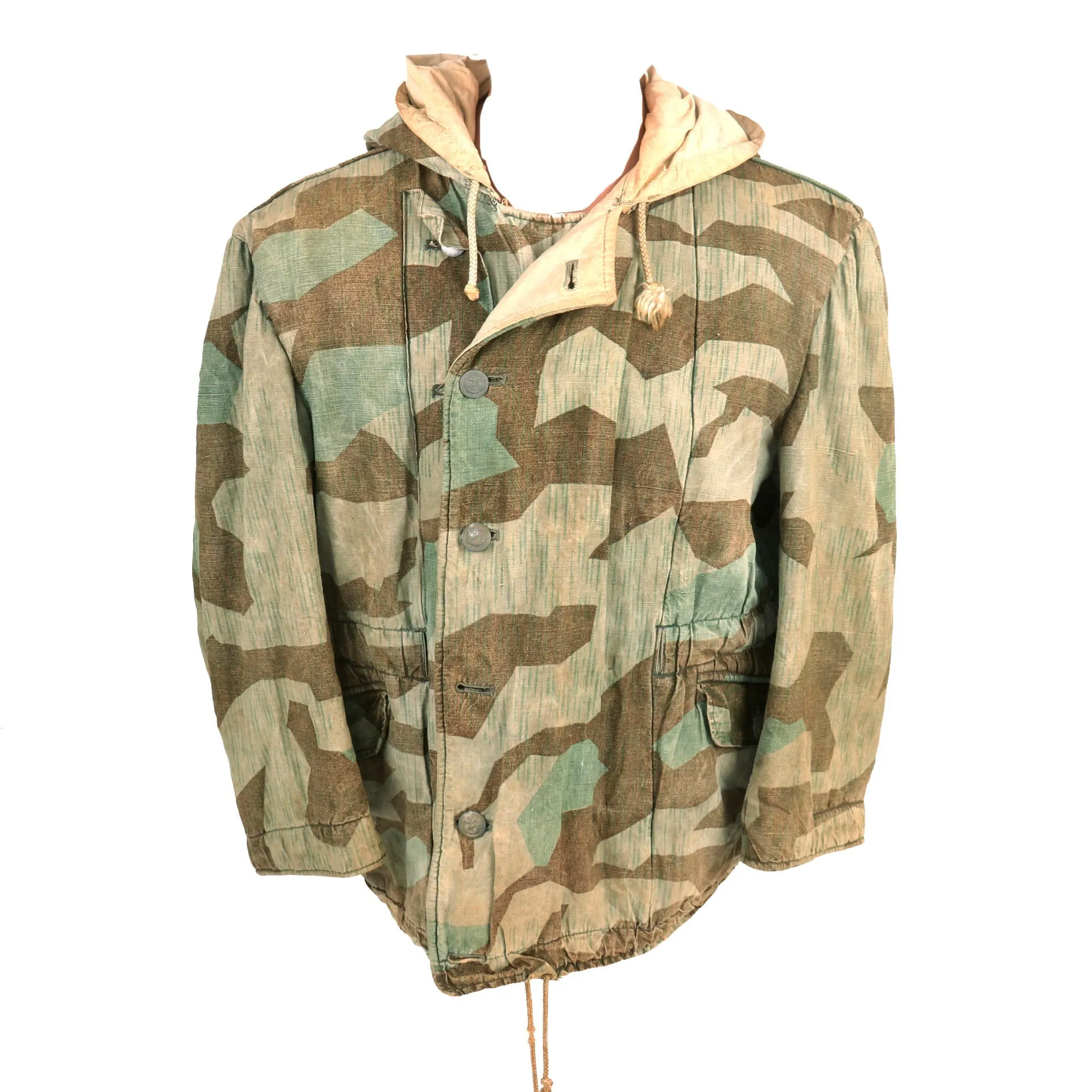 Original German WWII Kriegsmarine Coastal Artillery Splinter “A” Camouflage Pattern Winter Parka - Reversible