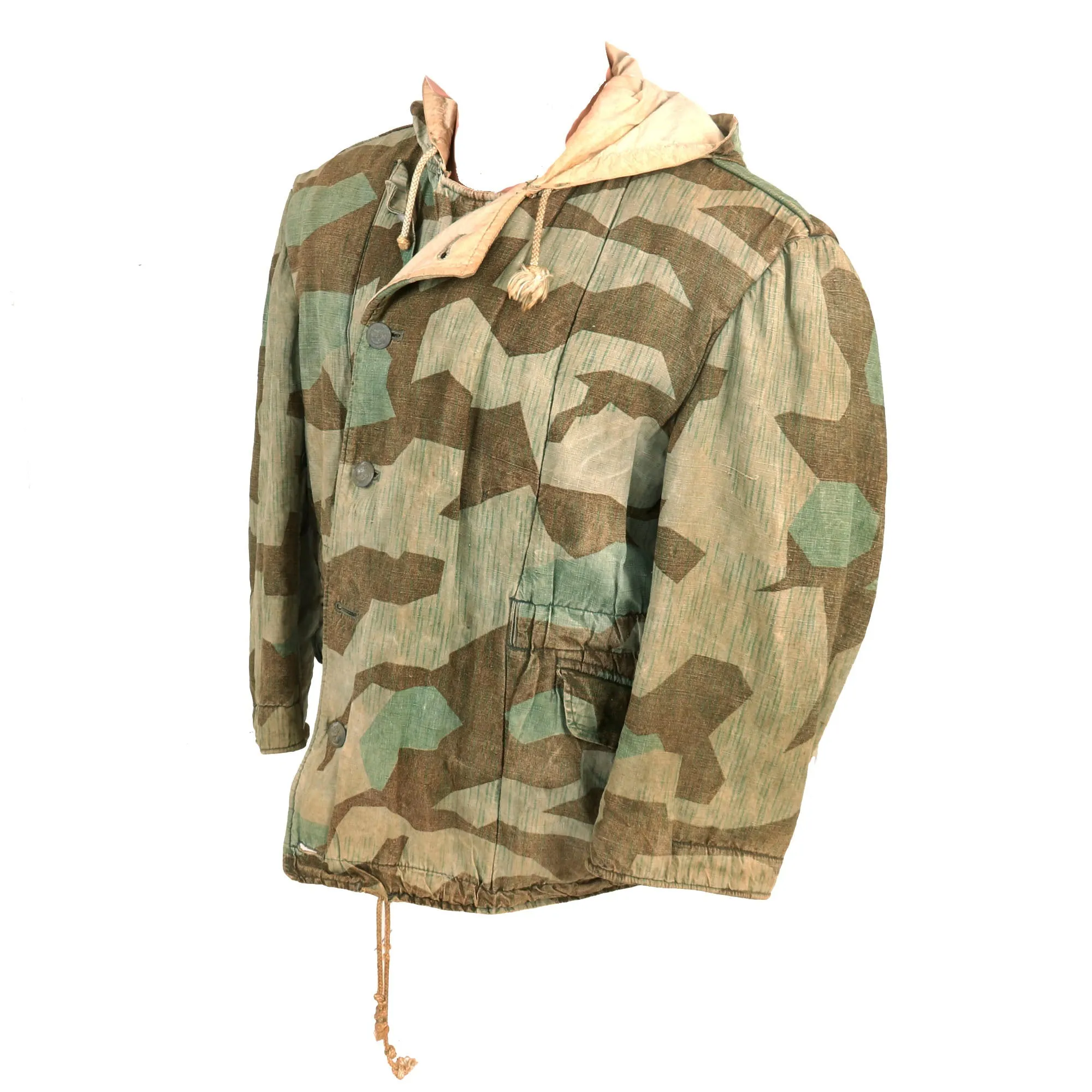 Original German WWII Kriegsmarine Coastal Artillery Splinter “A” Camouflage Pattern Winter Parka - Reversible