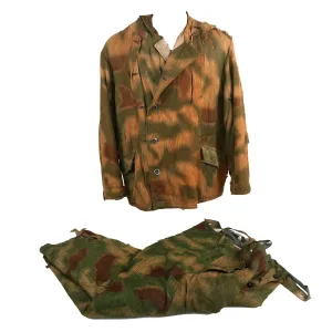 Original German WWII Service Worn Sumpftarnmuster Swamp Pattern Camouflage Pattern Winter Parka with Pants - Non Reversible