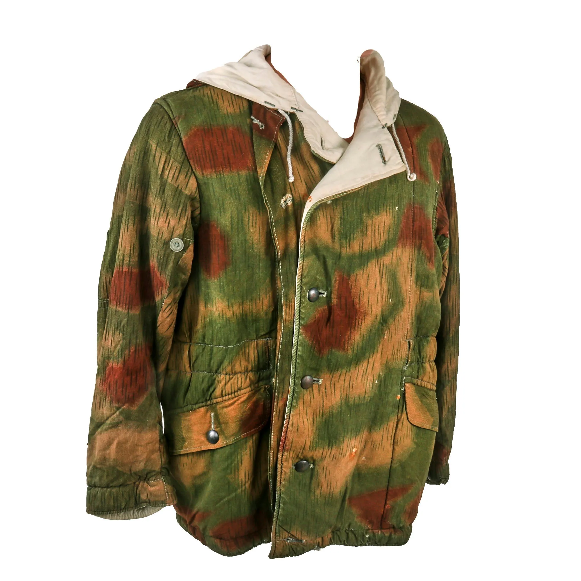 Original German WWII Sumpftarnmuster Swamp Pattern Reversible to Snow Pattern Camouflage Winter Parka with Faded RBNr. Marking