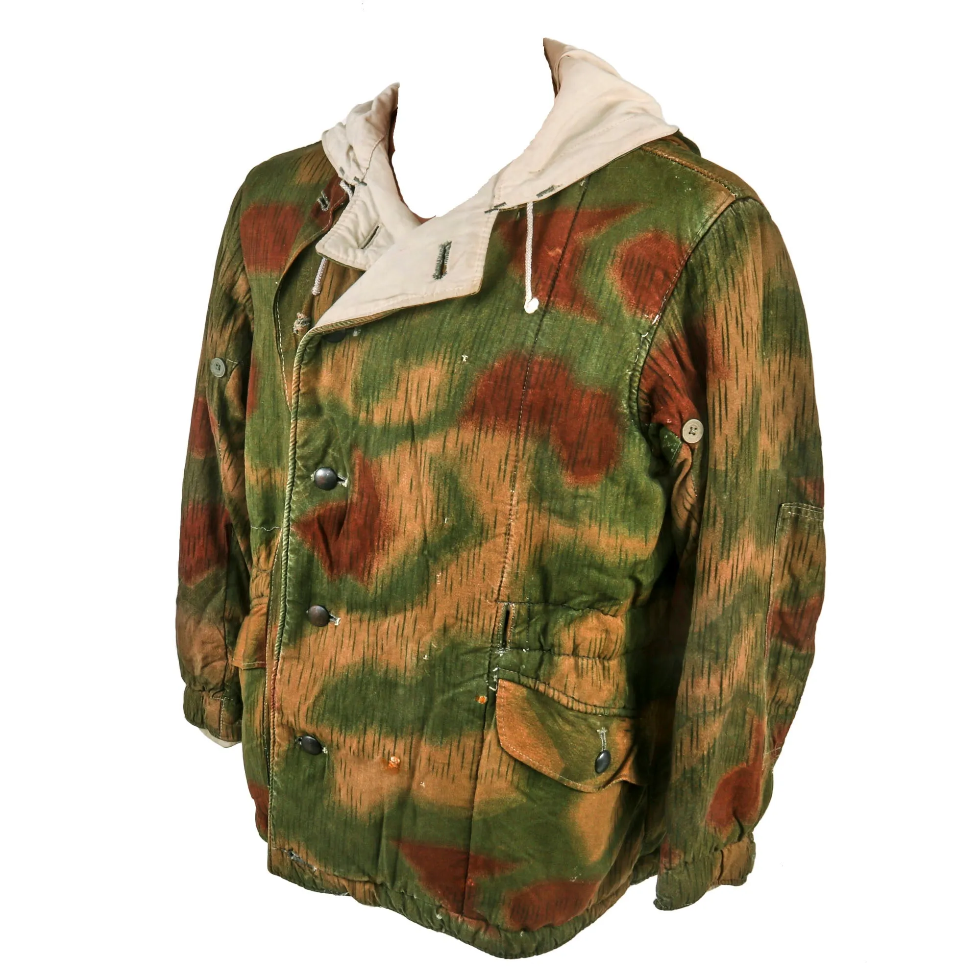 Original German WWII Sumpftarnmuster Swamp Pattern Reversible to Snow Pattern Camouflage Winter Parka with Faded RBNr. Marking