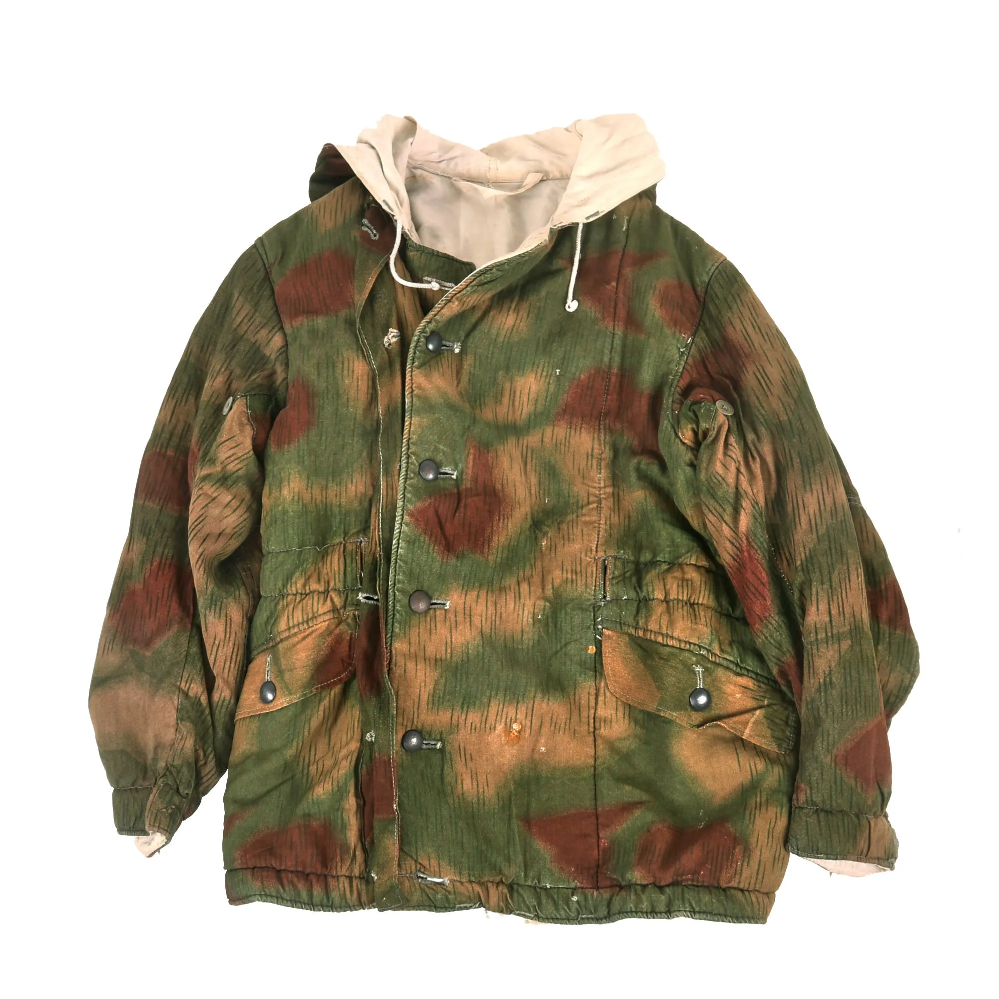 Original German WWII Sumpftarnmuster Swamp Pattern Reversible to Snow Pattern Camouflage Winter Parka with Faded RBNr. Marking