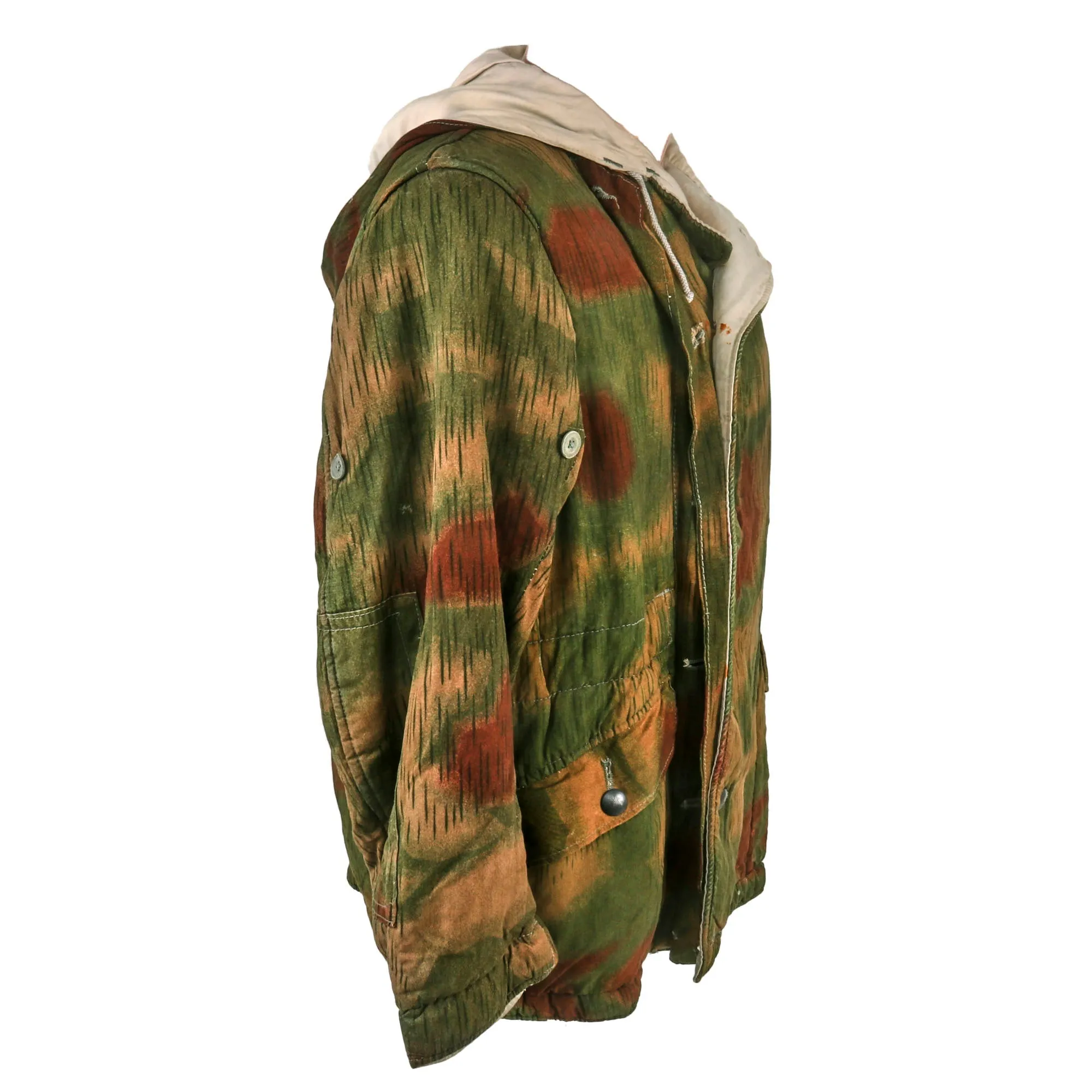 Original German WWII Sumpftarnmuster Swamp Pattern Reversible to Snow Pattern Camouflage Winter Parka with Faded RBNr. Marking