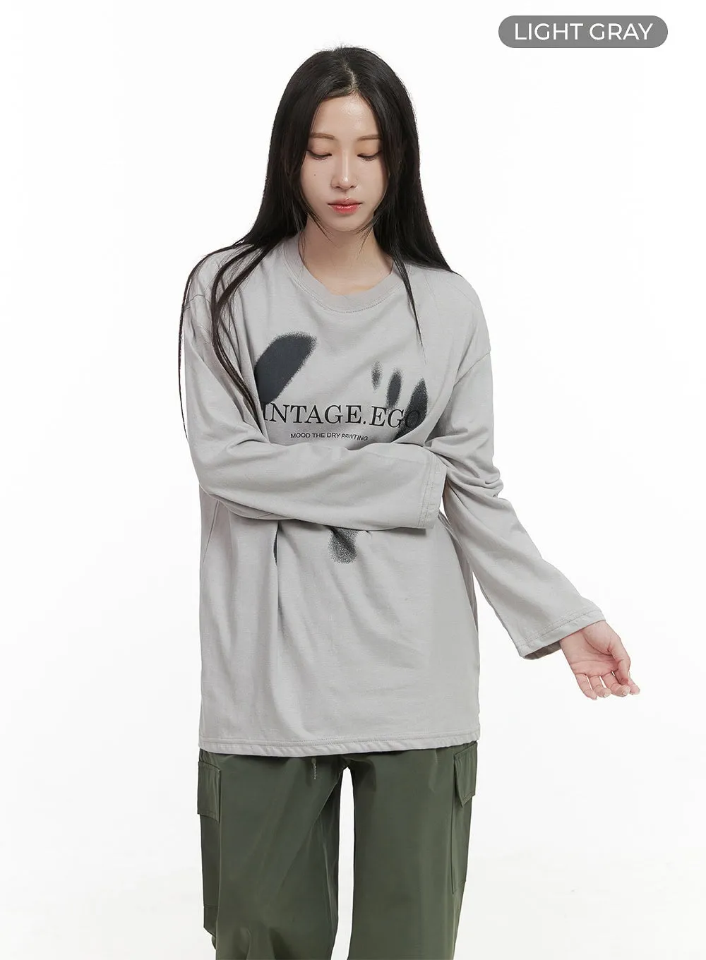 Oversized Classic Lettering Long Sleeve Top CS430