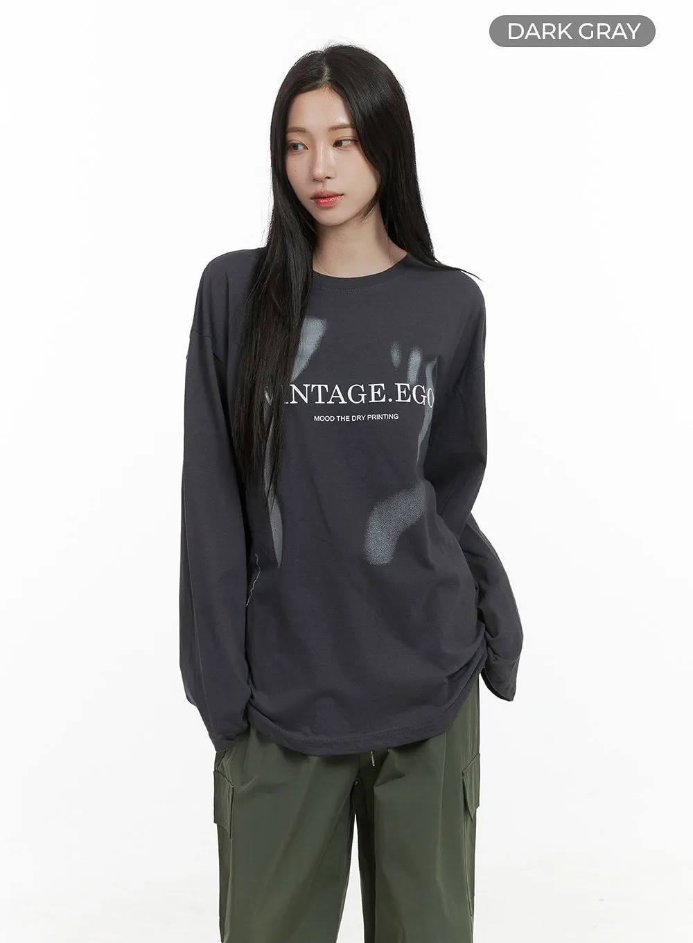 Oversized Classic Lettering Long Sleeve Top CS430