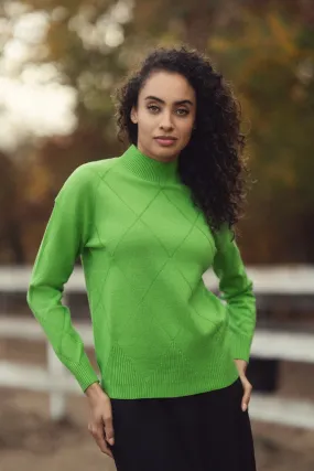 Oversized Diamond Detail Sweater-Kelley Green