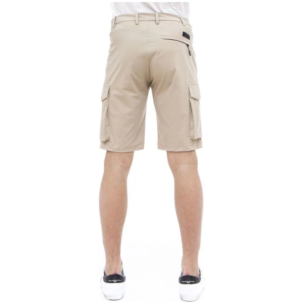 People Of Shibuya Beige Stretch Bermuda Cargo Shorts