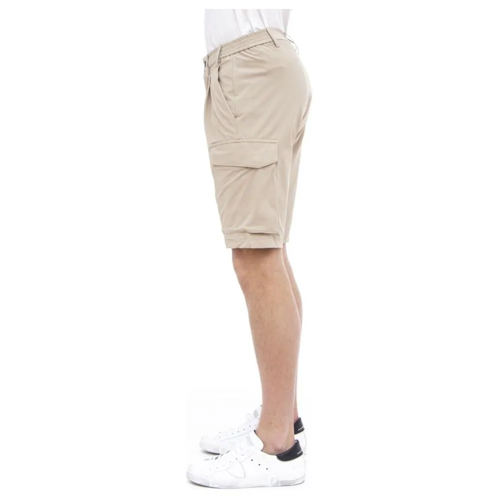 People Of Shibuya Beige Stretch Bermuda Cargo Shorts