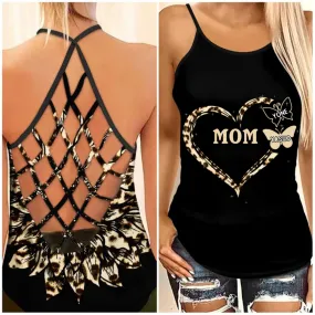 Personalized Grandma Mom Heart Butterfly Leopard Checkered Floral Patterns Cross Tank Top