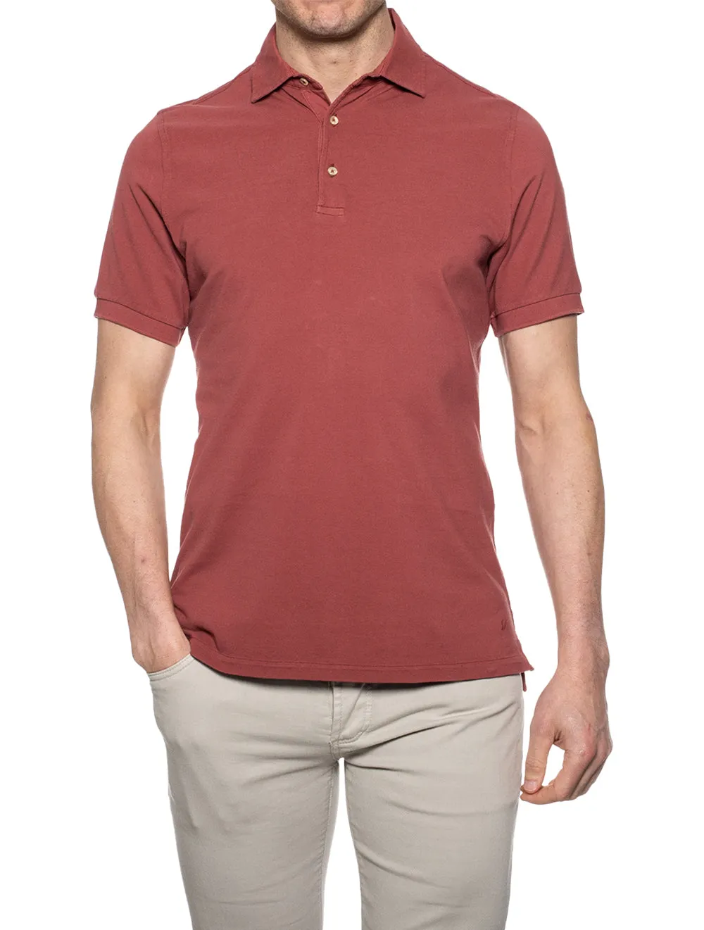 Pigment Dyed Polo Shirt Rust