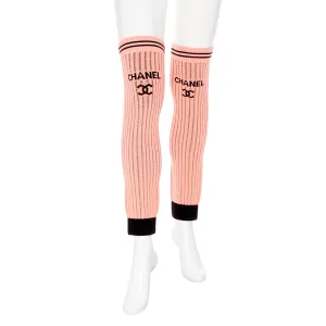 Pink and Black Striped Knit Gaiters