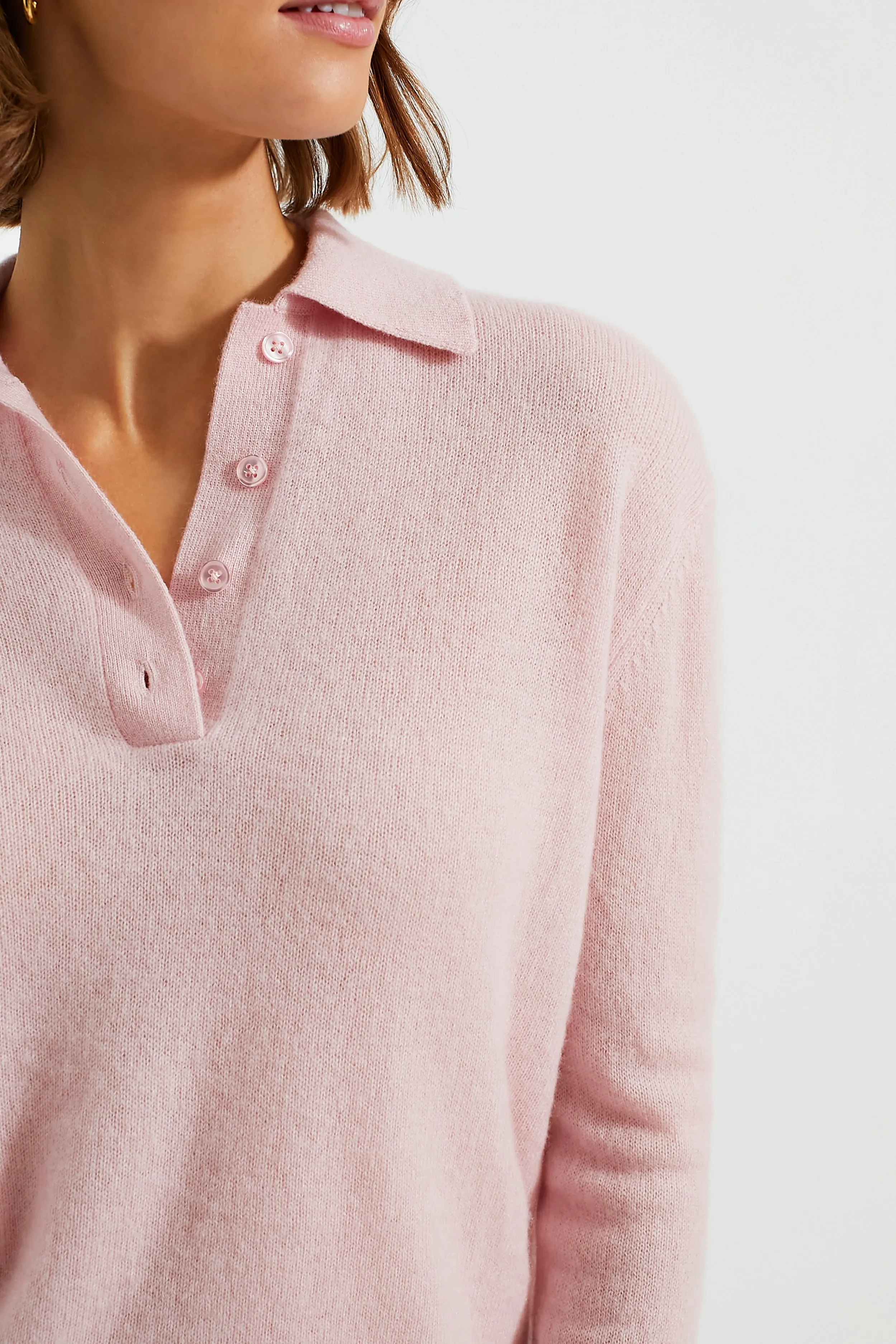 Pink Cashmere Cassidy Polo Sweater