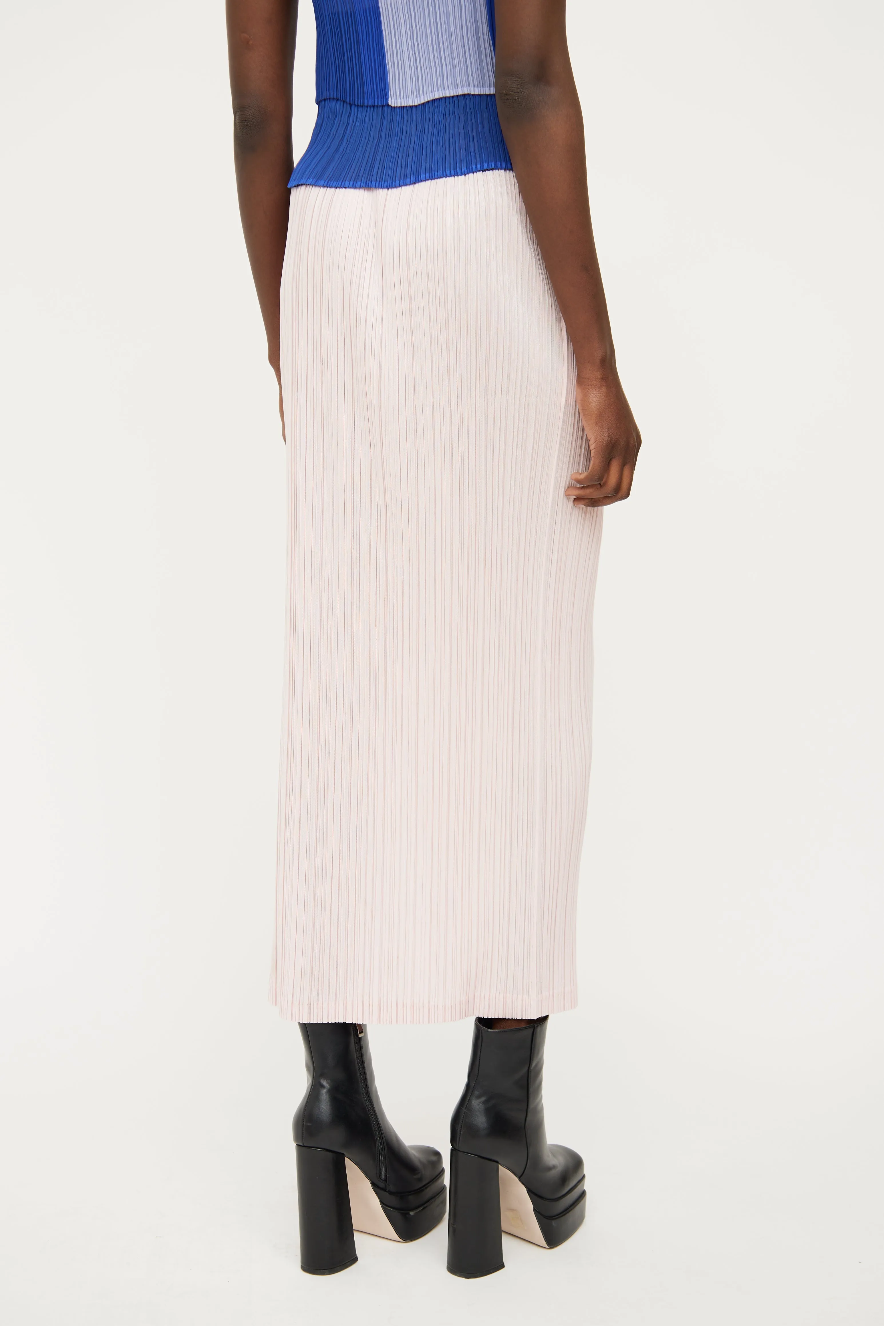 Pink Pleated Slit Skirt