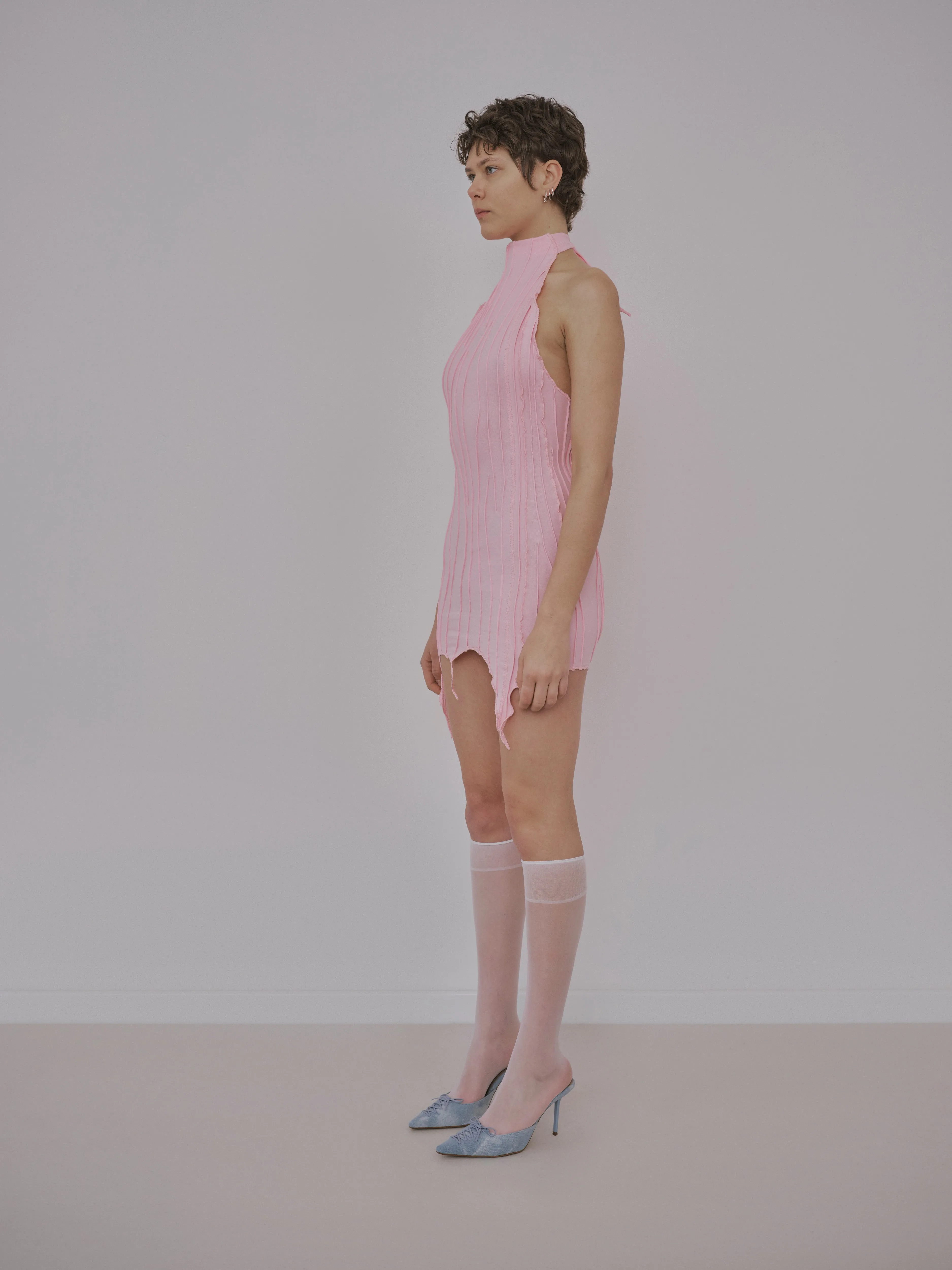 Pink Scraps Mini Neck Dress