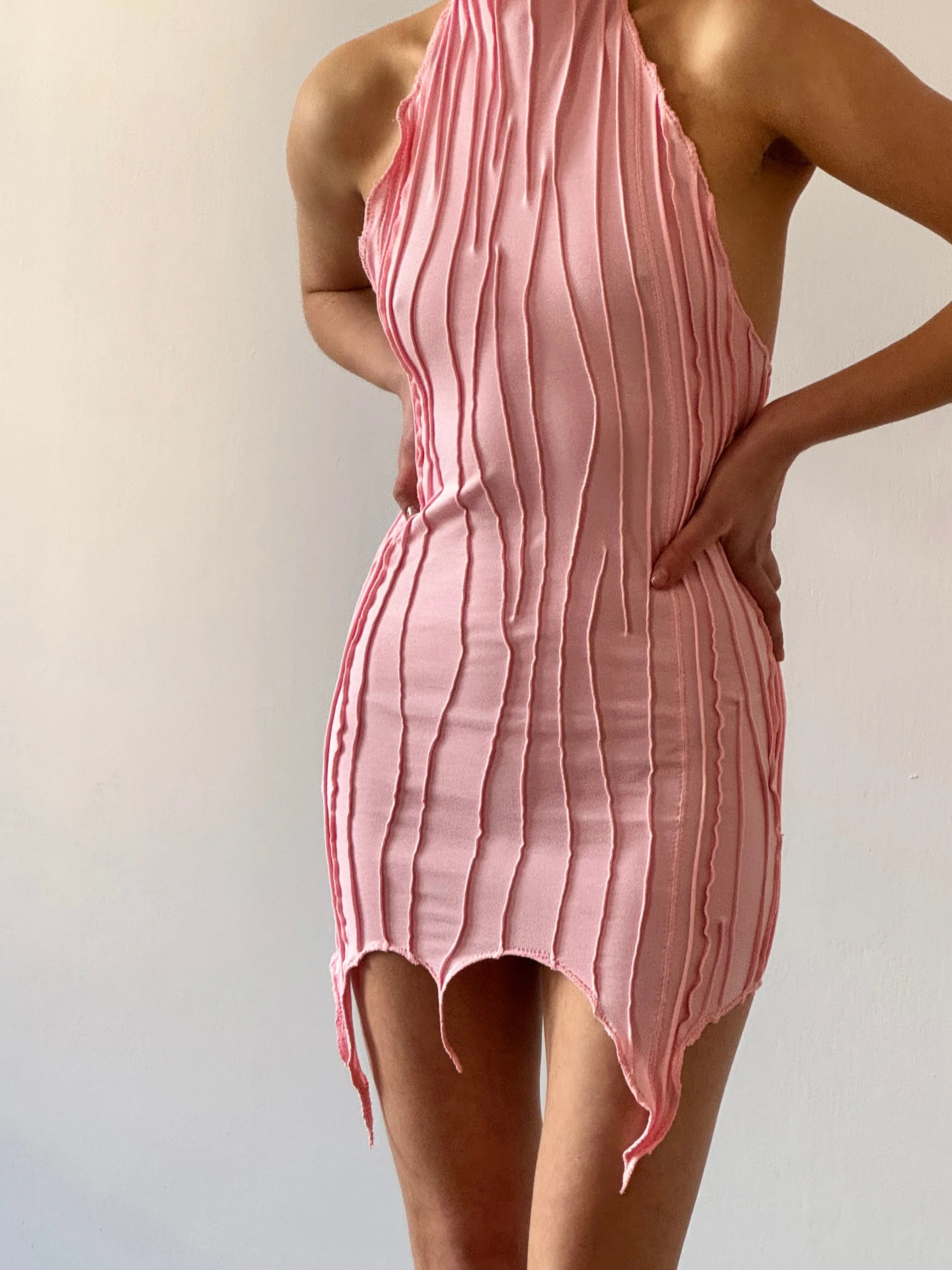 Pink Scraps Mini Neck Dress