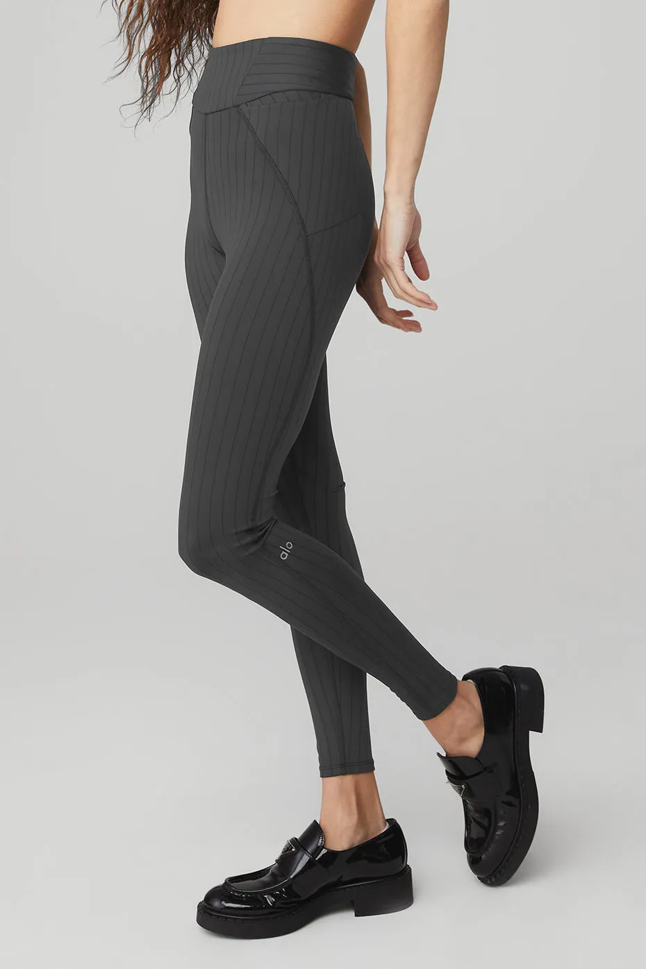 Pinstripe Jacquard Extreme High-Waist Legging - Anthracite/Black