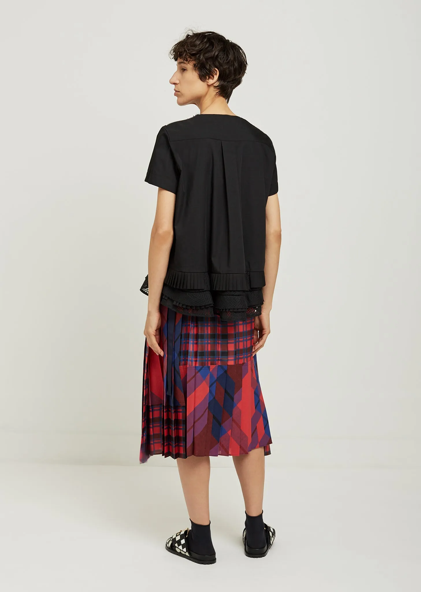 Plaid Mix Pleated Skirt