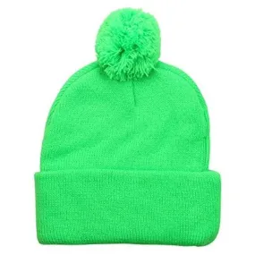 Plain Cuffed Winter Pom Beanie