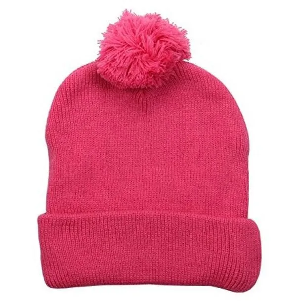 Plain Cuffed Winter Pom Beanie