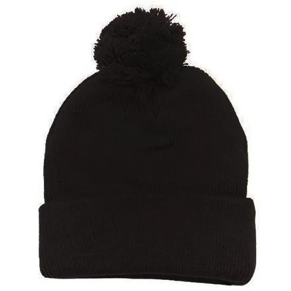 Plain Cuffed Winter Pom Beanie