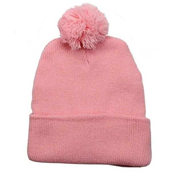 Plain Cuffed Winter Pom Beanie