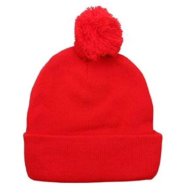 Plain Cuffed Winter Pom Beanie