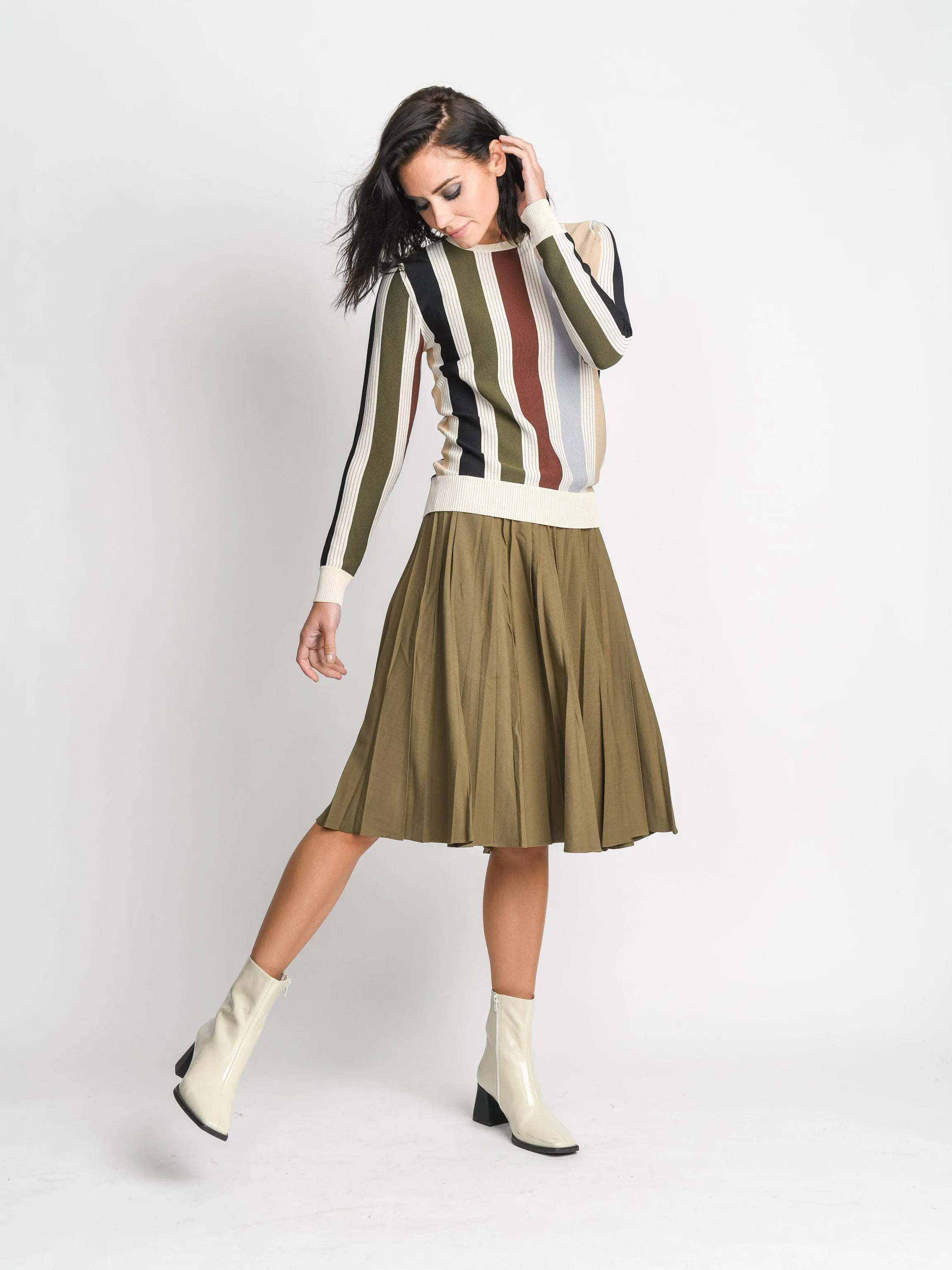 PLEATED SKIRT 27"-OLIVE