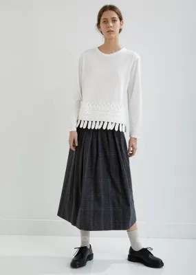 Pleated Wool Check Skirt