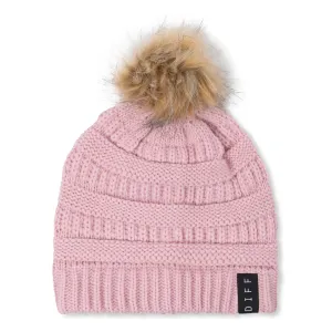 POM POM KNIT BEANIE - PINK