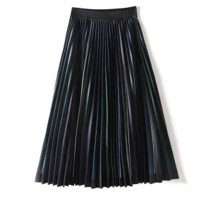 Pre Order:  Multicolor Pleats Mid-Calf Skirt