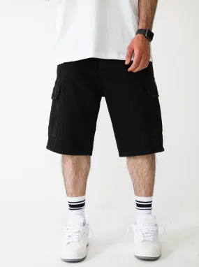 Premium Black Cargo Denim Shorts