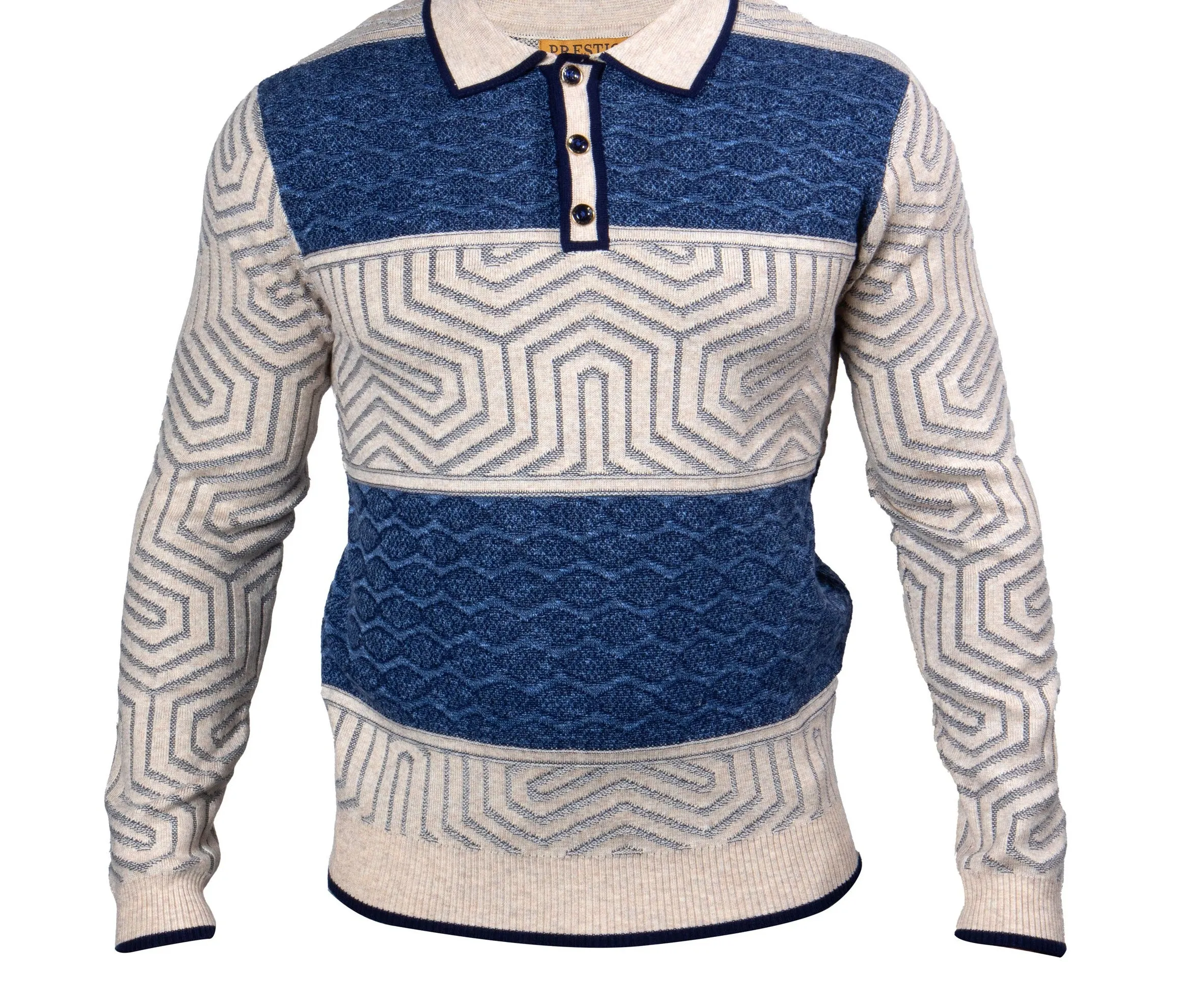 Prestige SW-551 3 Button Polo Sweater Navy