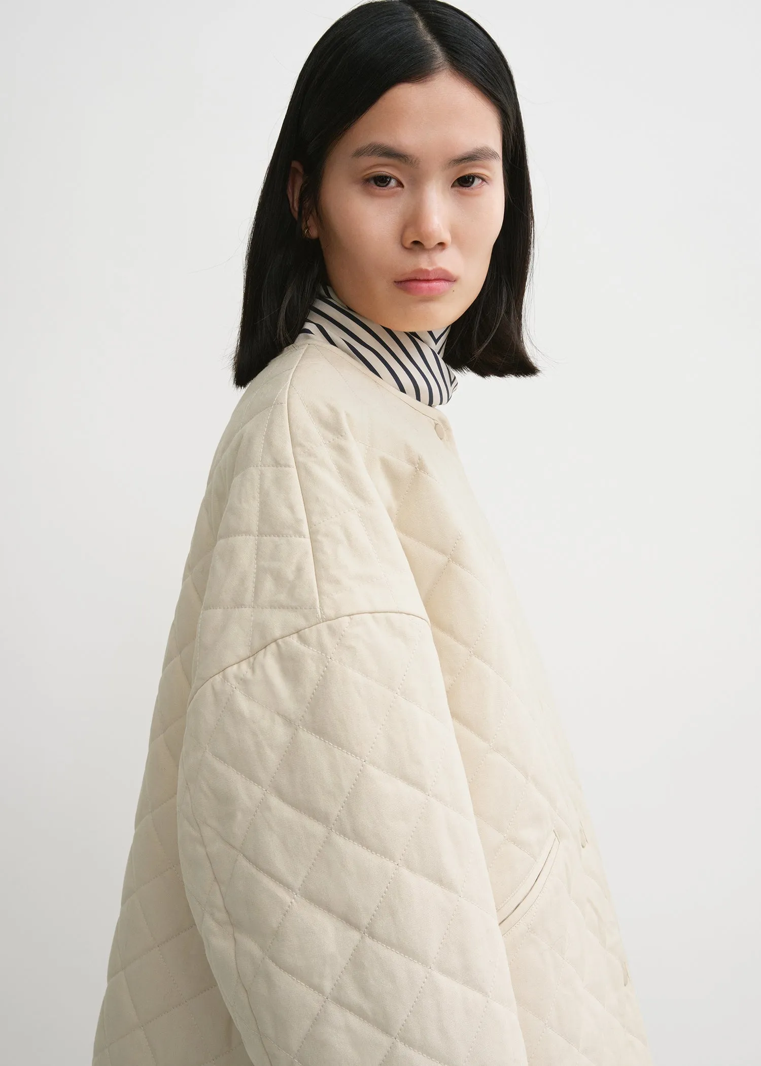 Quilted cotton canvas jacket light hay