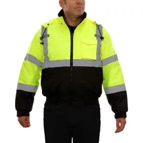 Reflective Apparel® Hi-Vis Waterproof Hooded Bomber Rain Jacket - ANSI Class 3 - 413GT