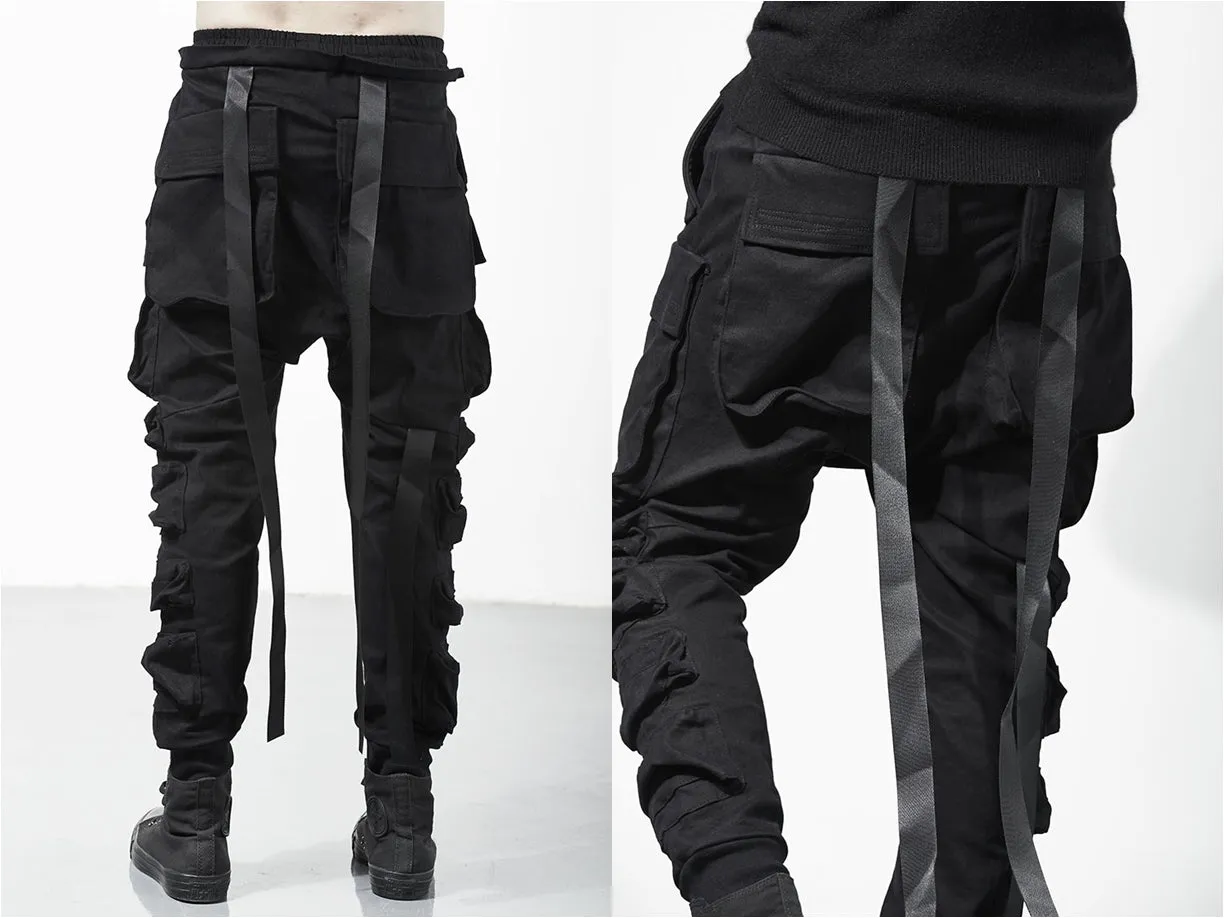 Relaxed Cutting Multi-pocket Cargo Casual Tooling Streamers Beam Tactical Pants