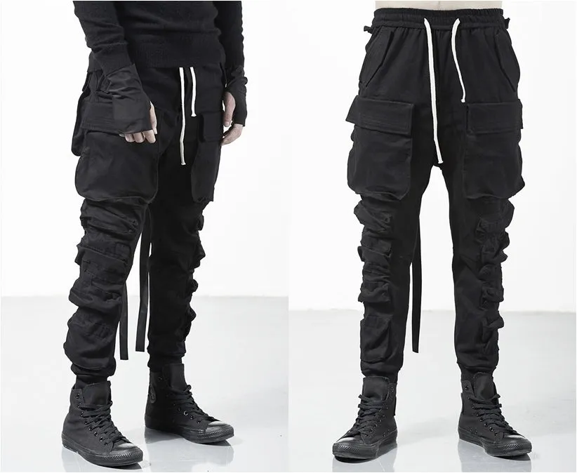 Relaxed Cutting Multi-pocket Cargo Casual Tooling Streamers Beam Tactical Pants