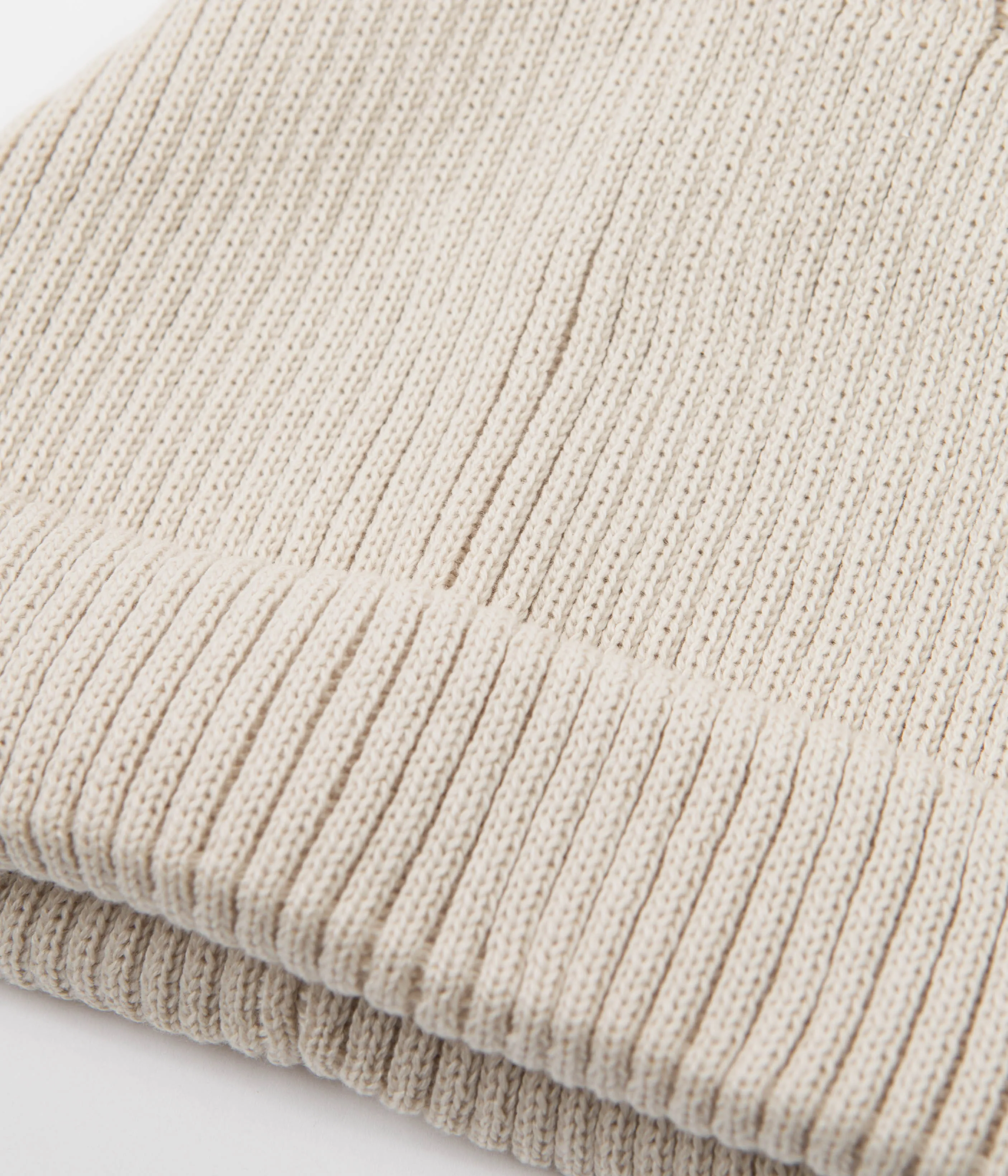 RoToTo Cotton Roll-Up Beanie - Ivory