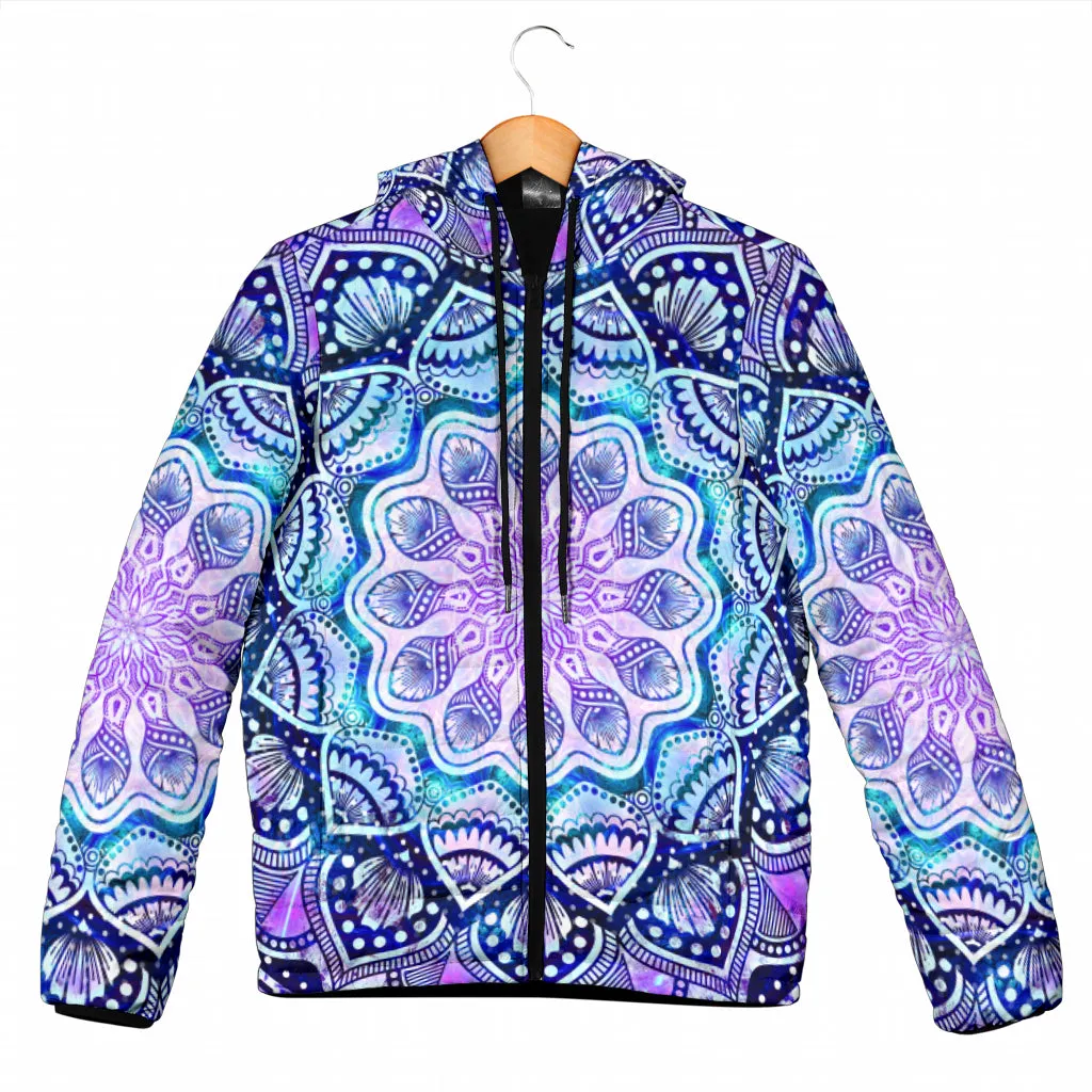 Sacred Mandala Womens Padded Hooded Jacket | Cameron Gray