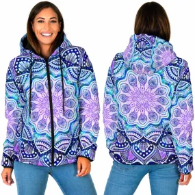 Sacred Mandala Womens Padded Hooded Jacket | Cameron Gray