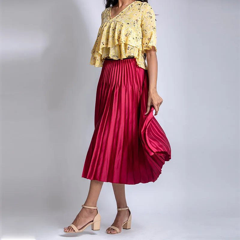 Satin Pleated Skirt