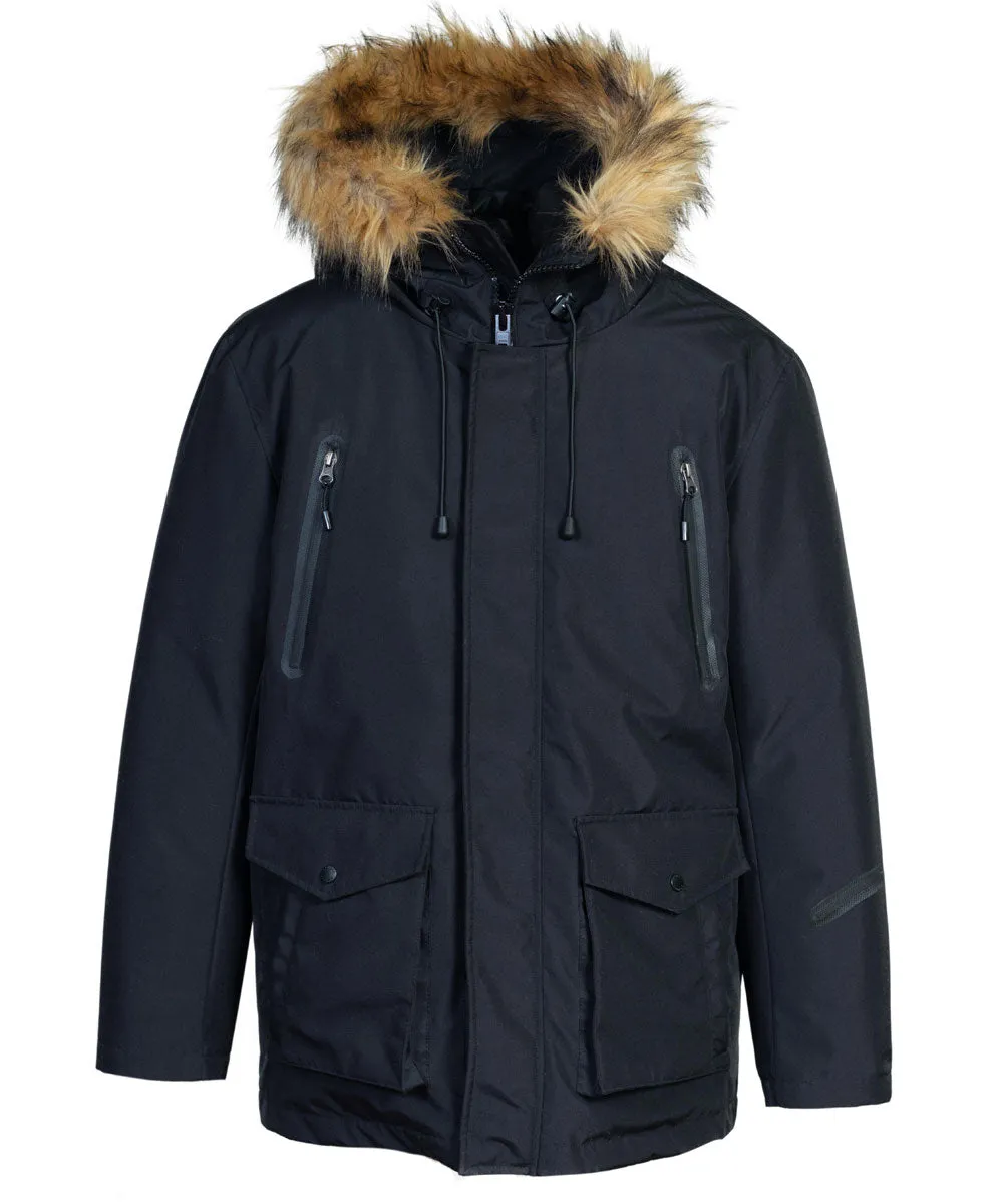 Schott NYC Men's Down-Filled Hooded Parka - Black