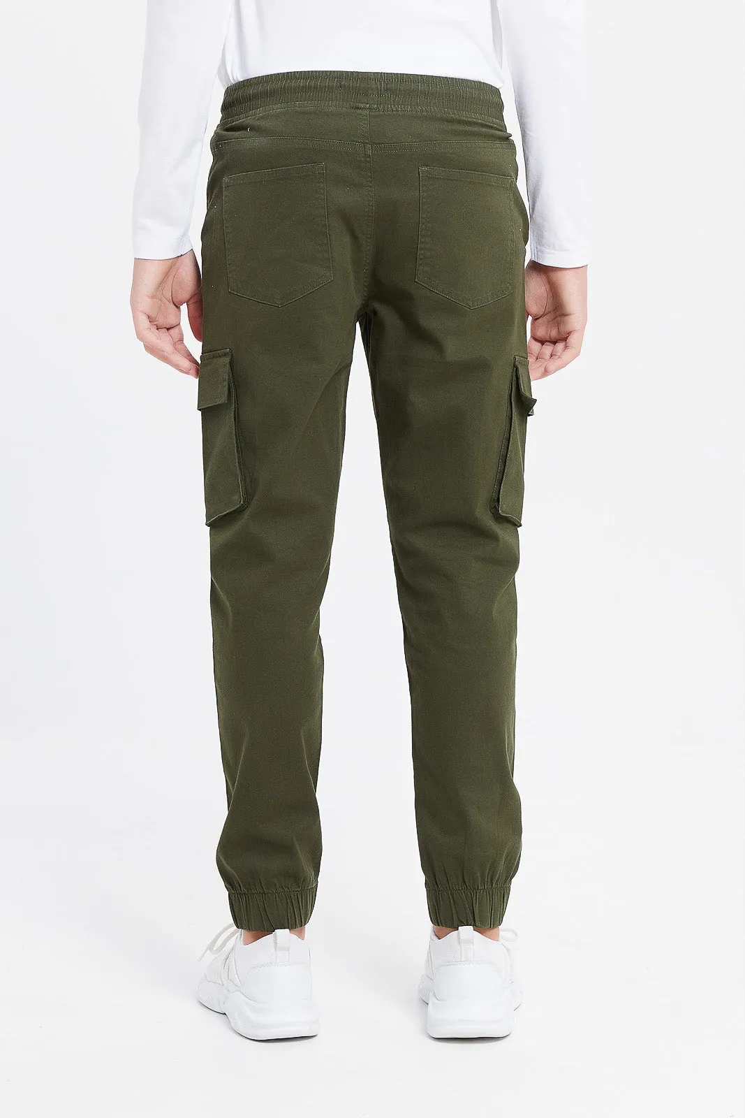 Senior Boys Olive Cargo Casual Trouser