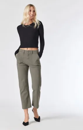 SHELIA FRONT POCKET STRAIGHT PANTS IN KALAMATA TWILL