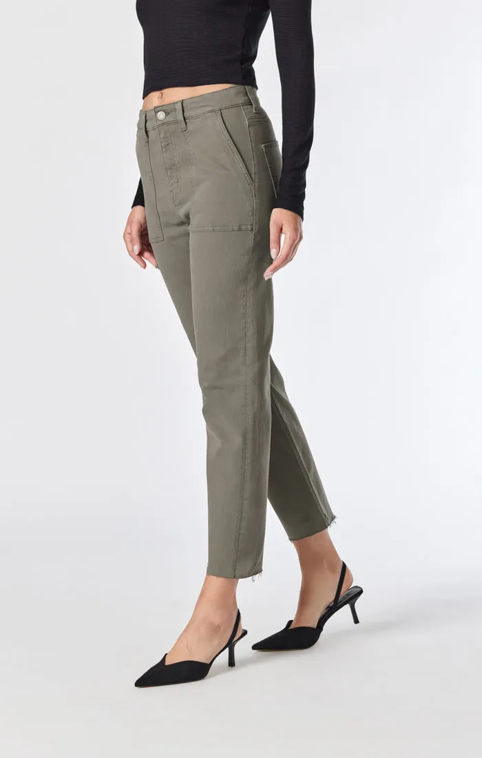 SHELIA FRONT POCKET STRAIGHT PANTS IN KALAMATA TWILL