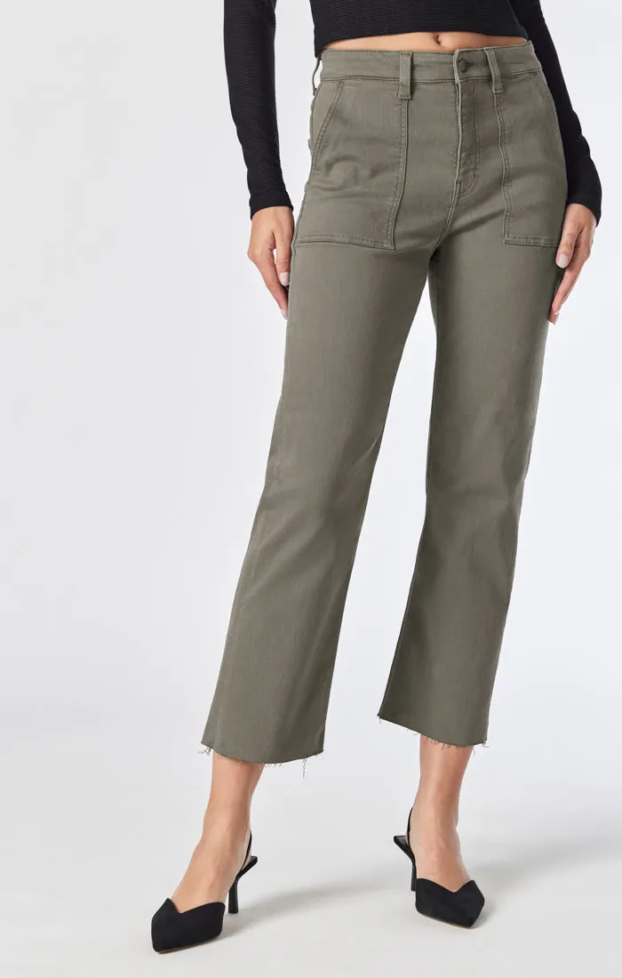 SHELIA FRONT POCKET STRAIGHT PANTS IN KALAMATA TWILL