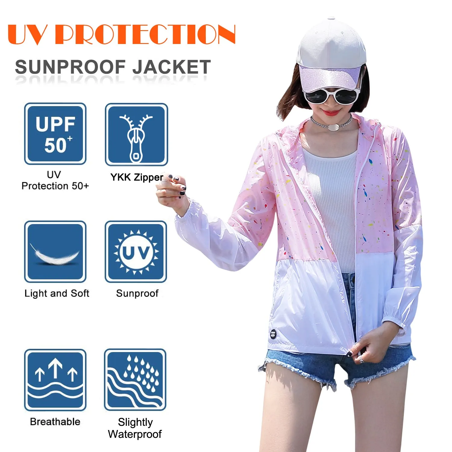 Sidiou Group Anniou Women Running Jacket Waterproof Anti UV UPF50  Smooth Zipper Lightweight Windbreaker Windproof Sun Protection Clothing Coat